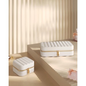 Songmics Reise-Schmuckkästchen, weiß-beige, zwei Größen. Aufbewahrungsboxen für Schmuck.