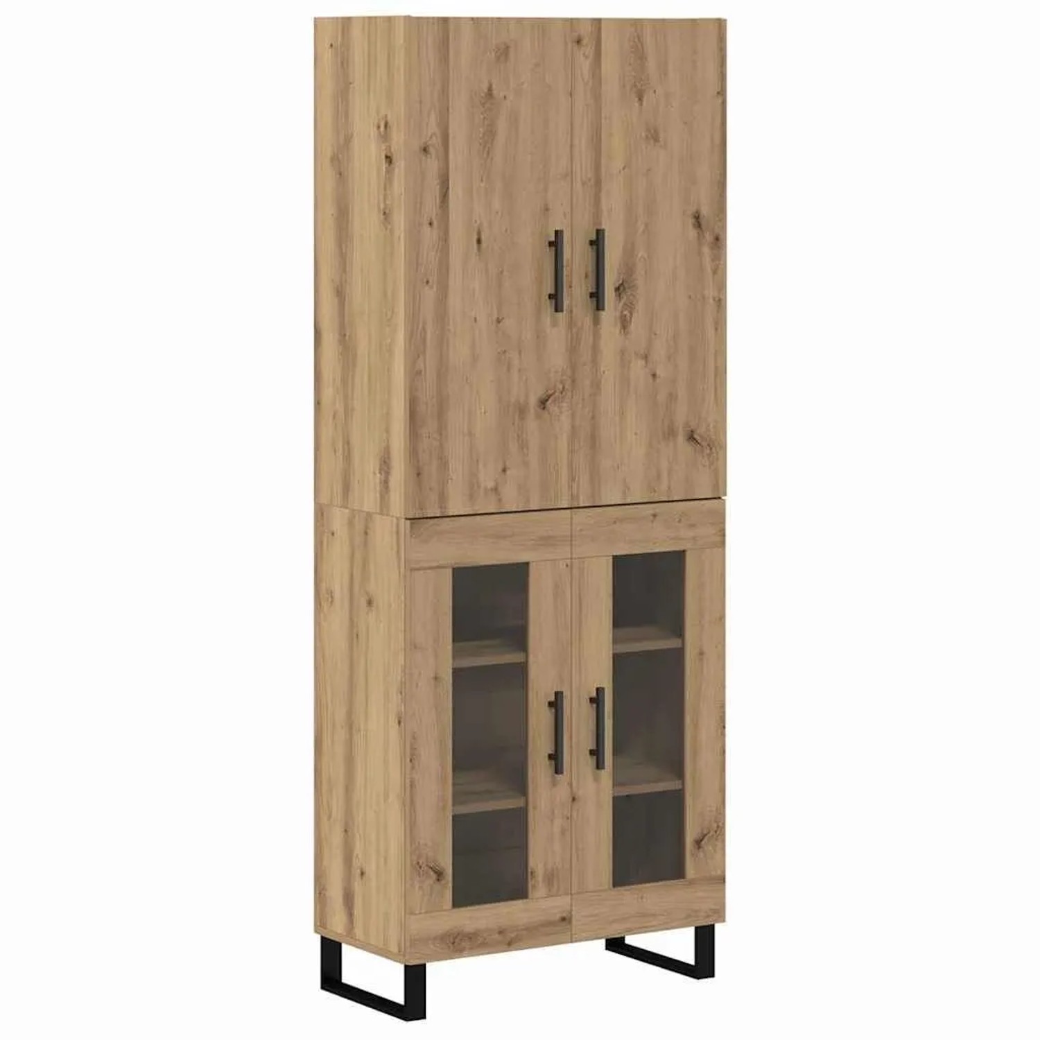 vidaXL Highboard 2-Tlg Artisan-Eiche Engineered Wood und Glas 3403199 günstig online kaufen
