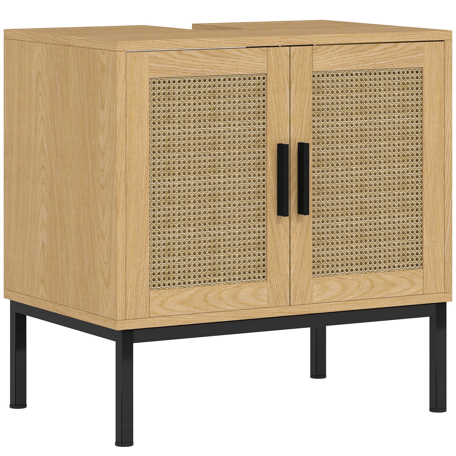 Kleankin Waschbeckenunterschrank Spanplatte Rattan Eiche 60L x 39B x 60H cm günstig online kaufen