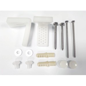 Bodenbefestigung für Domberg DB1003 Stand-WC, inkl. Winkel, Schrauben, Dübel und Abdeckkappen.