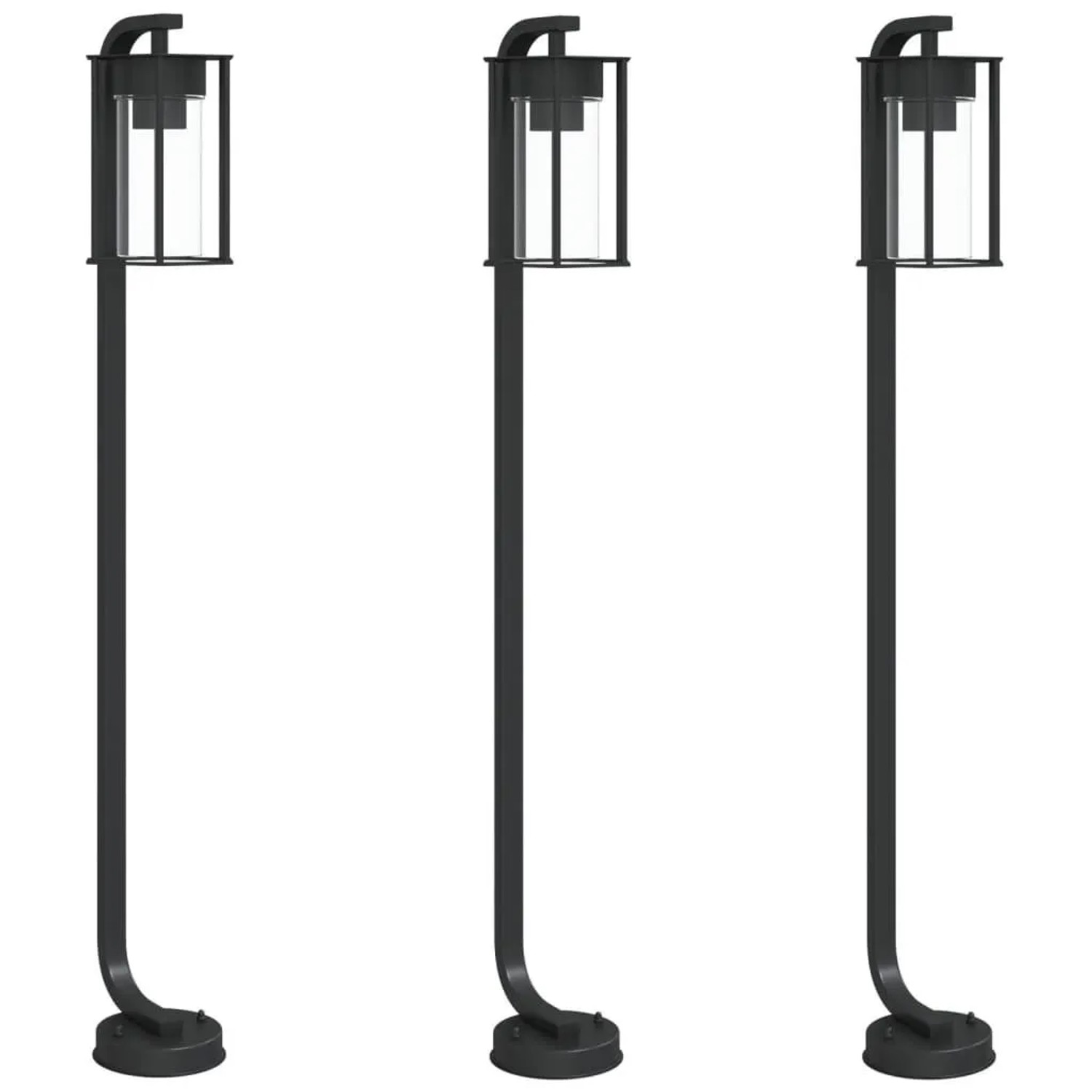 vidaXL Wegeleuchten 3 Stk Schwarz 100 cm Edelstahl 4006348