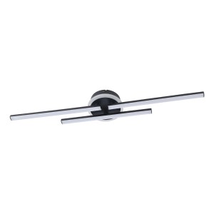 Moderne LED Deckenleuchte VASCELLA in Schwarz mit drei Leuchtstreifen, 720x140mm.