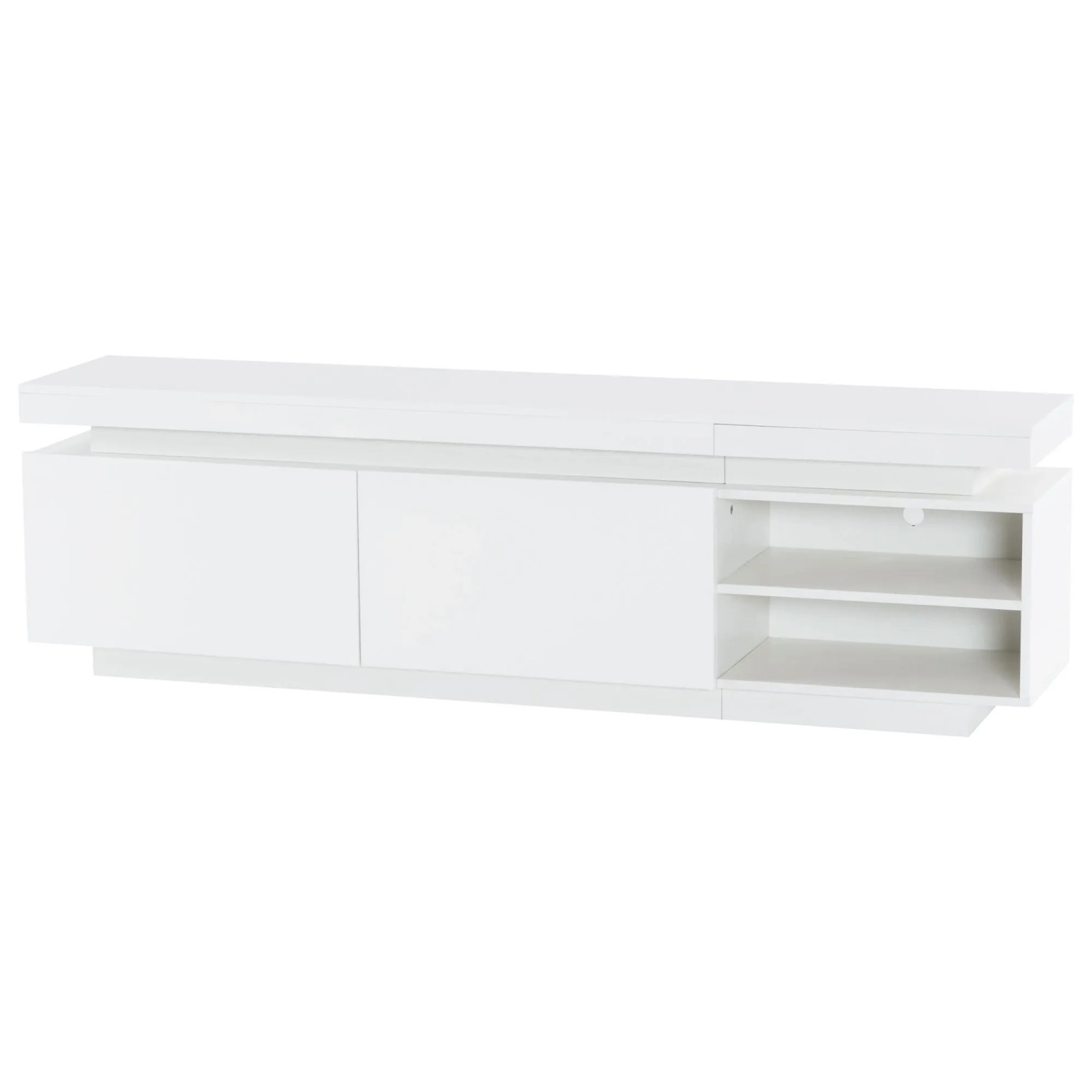 okwish TV Schrank mit LED Hochglanz Gaming Lowboard Wohnzimmer 70 Zoll 170x35x50cm Weiß