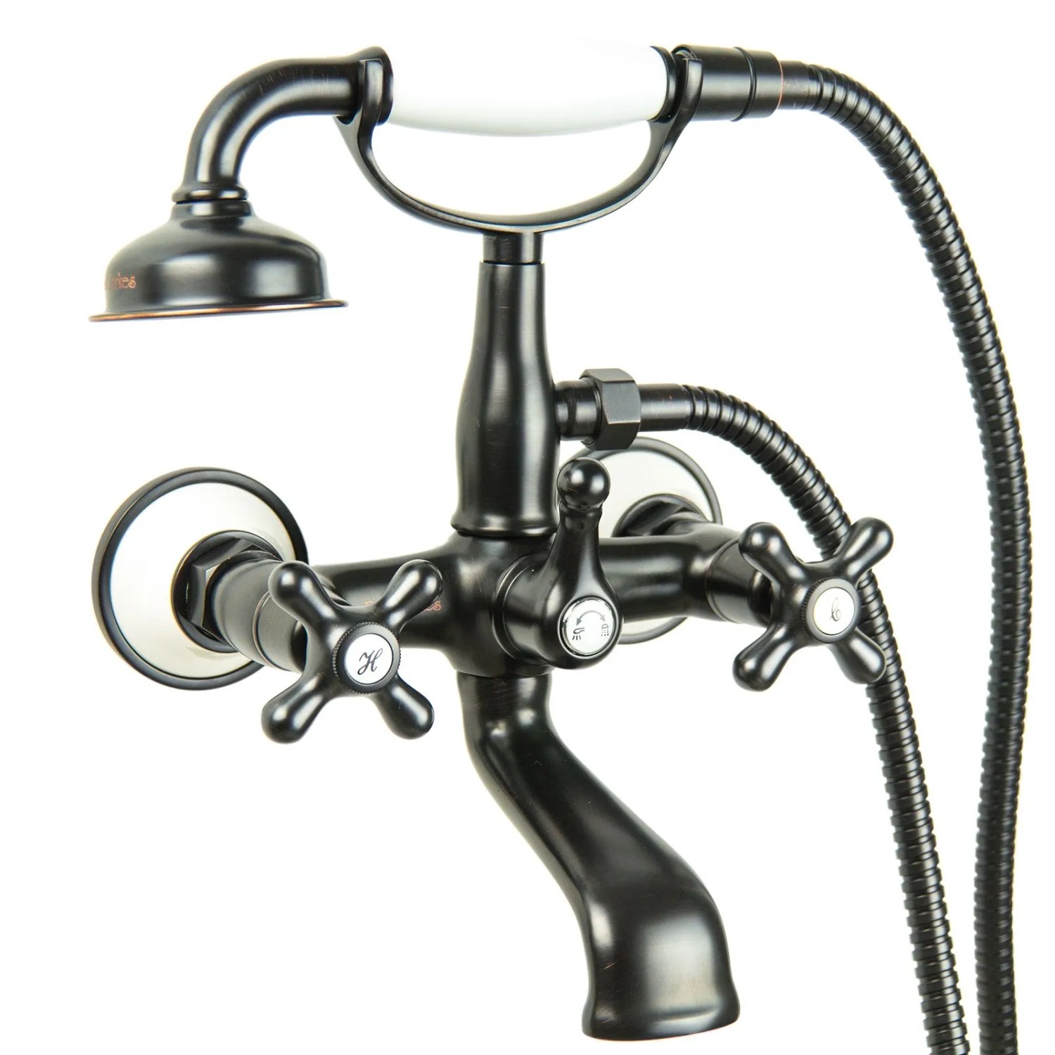 PaulGurkes Schwarze Retro Wannenarmatur Nostalgie Zweigriffmischer Kreuzgriff