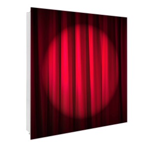 Banjado Schlüsselkasten mit rotem Vorhang Motiv, 30x30cm, 50 Haken, beschreibbar & magnetisch.