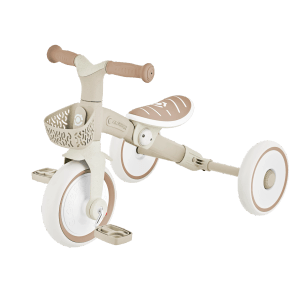 Globber Learning Trike 2in1 Plus Dreirad und Laufrad für Kinder 8/7 Zoll TPR-Sattel Höhenverstellbar Taupe