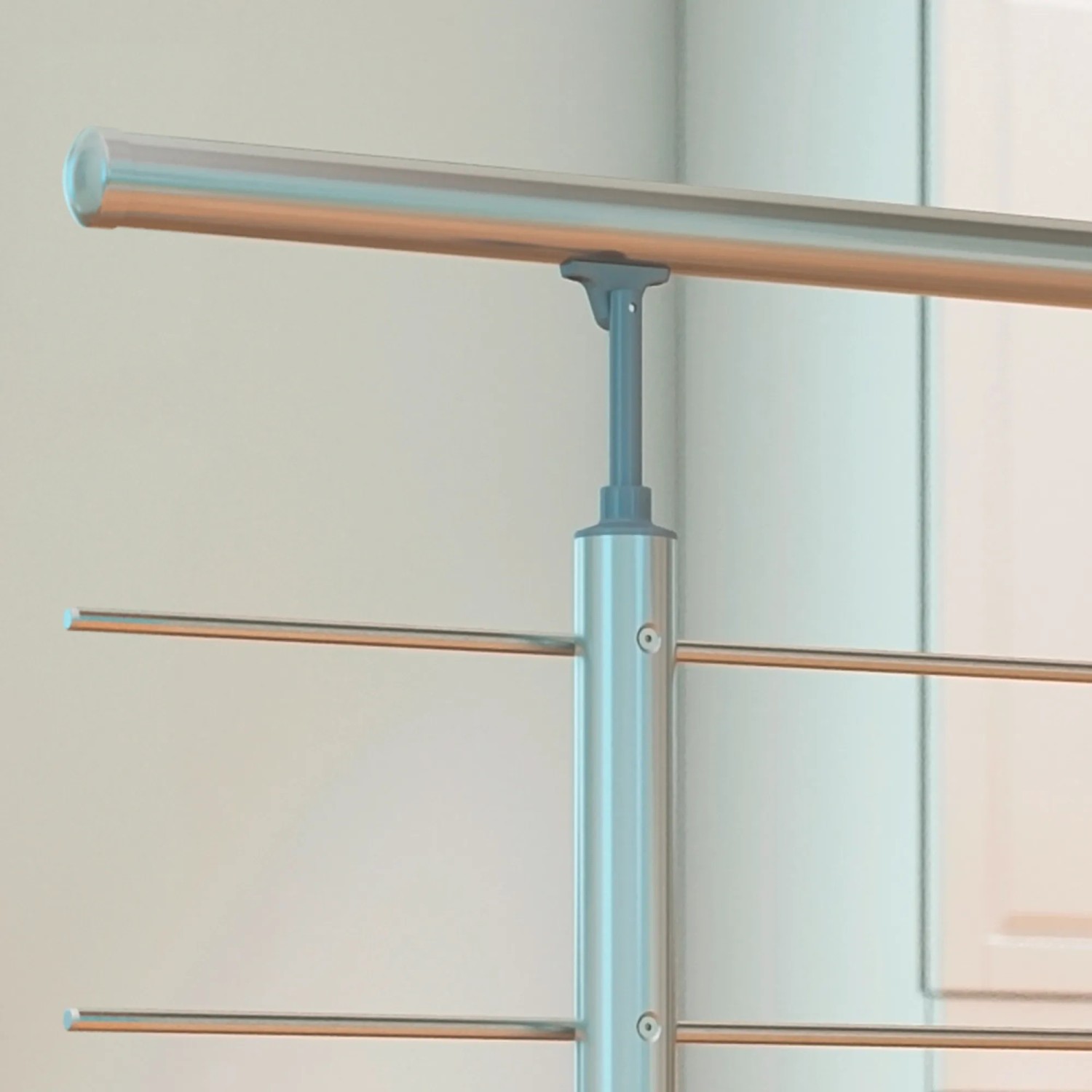 Detailaufnahme Dolle Geländer-Komplettset 150 cm Aluminium zur Wandmontage.