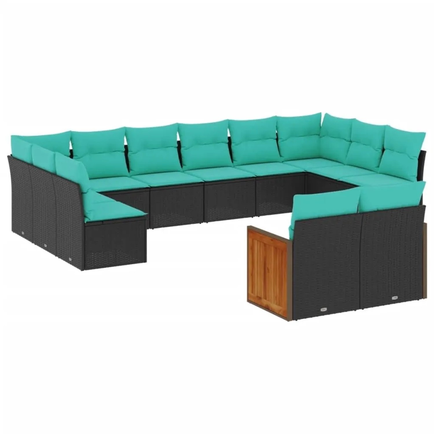 vidaXL 12-Tlg Gartensofa-Set mit Kissen Schwarz Polyrattan 3228122 günstig online kaufen