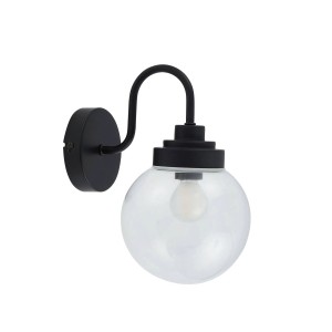 Lucande Wandleuchte Wandlampe Bad Badolo 10020358 Spritzwassergeschützt in Schwarz aus Metall 1-flammig E14 Badezimmerleuchte