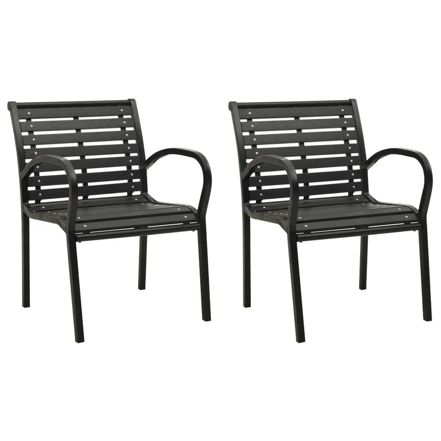 Furnicato Gartenstühle 2 Stk Stahl Und Wpc Schwarz