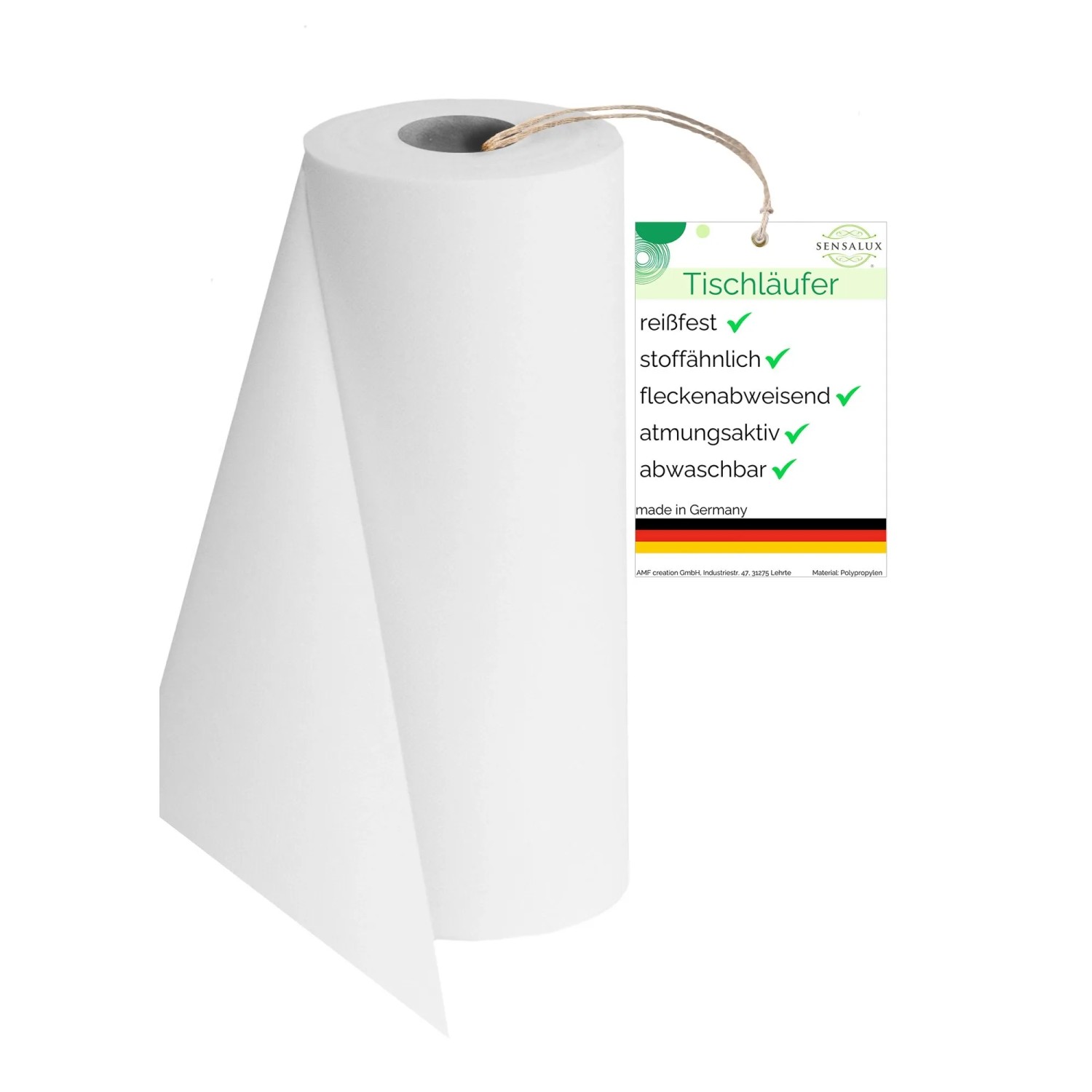 Sensalux Vlies-Tischläufer 50 cm x 25 m Weiß