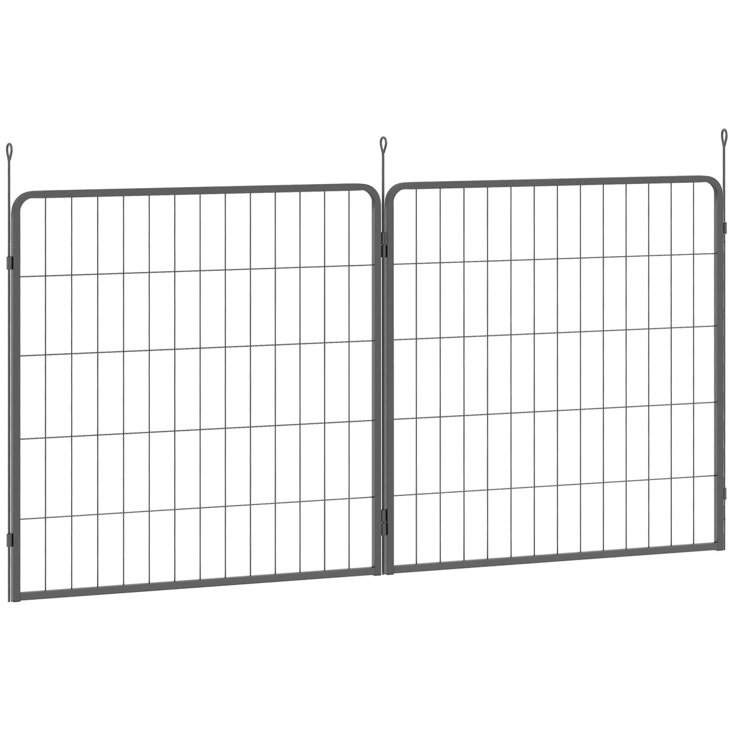 PawHut Pet Playpen Welpenzaun aus Stahl Schwarz 80L x 1,5B x 80H cm