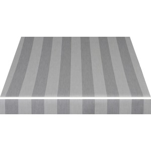 Spettmann Kassettenmarkise, grau-weiß gestreift, Gestell Silber, 250x150 cm.