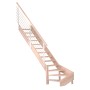 Helle Holztreppe Mykonos Pro, 1/4 gewendelt, mit Design-Geländer und Holzstäben.