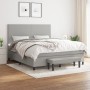 Hellgraues vidaXL Boxspringbett (160x200 cm) mit Matratze und Bank, Stoffbezug.