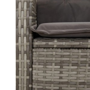 Detailaufnahme: Grauer vidaXL Gartensessel aus Polyrattan mit Kissen.