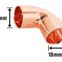 Löt-Winkel Ø 18mm aus Kupfer, 90-Grad-Bogen für Kupferrohr-Verbindungen, 10er-Set.