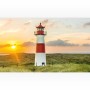 Küchenrückwandfolie mit Leuchtturm Sylt Motiv bei Sonnenuntergang.
