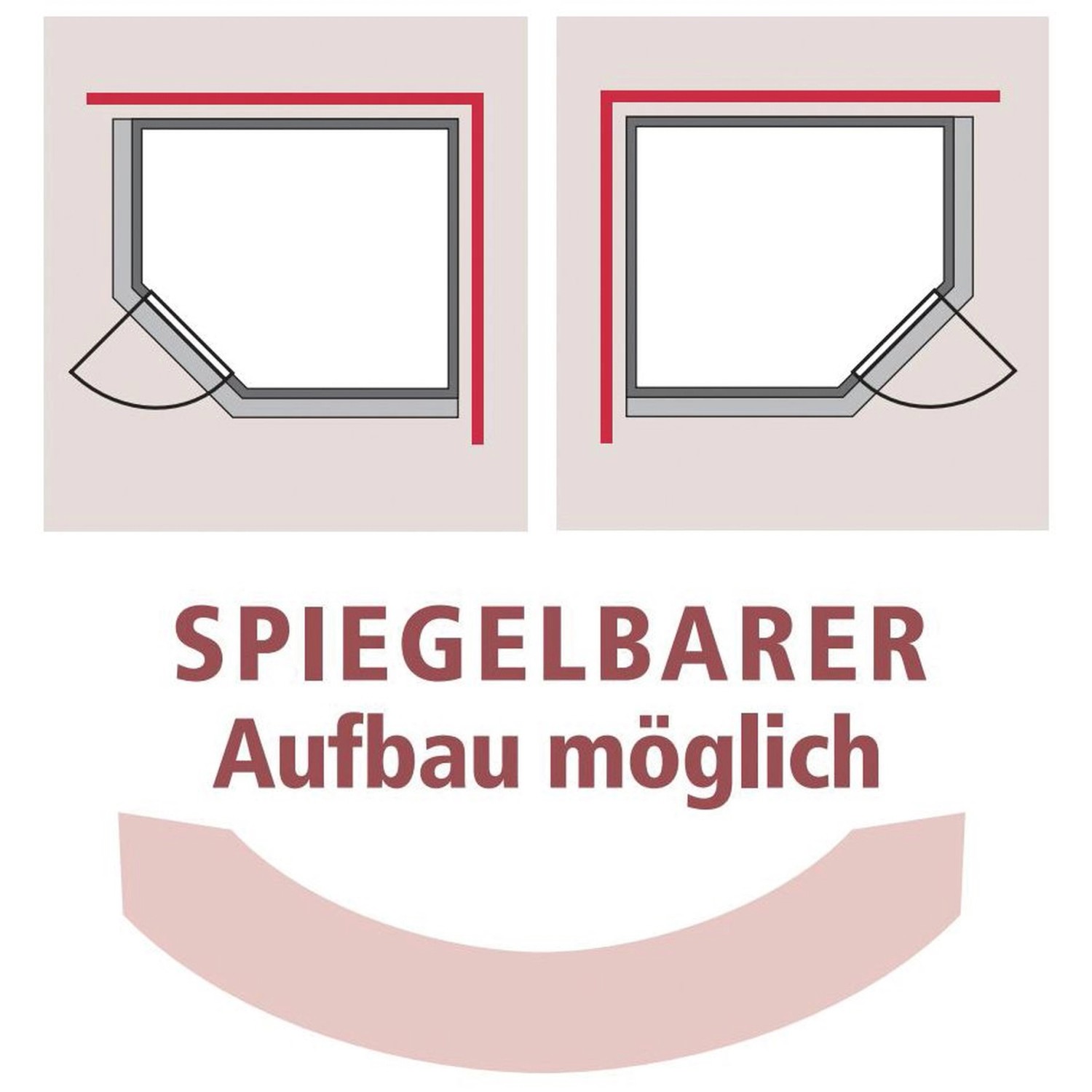 Karibu Sauna Anina: Illustration des spiegelbaren Aufbaus der Massivholzsauna.