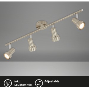 Briloner LED-Spot mit 4 Leuchten in Nickel matt, ideal für Wohnräume.