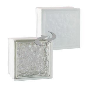 Thermo Glasbaustein Savona, 1-seitig satiniert, 19x19x12 cm. Lichtdurchlässig, für Innen & Außen.