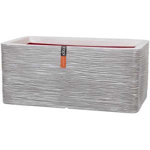 Rechteckiger Capi Pflanzkasten Nature Rib in Elfenbein, 73x39x32 cm, mit Riffelstruktur.