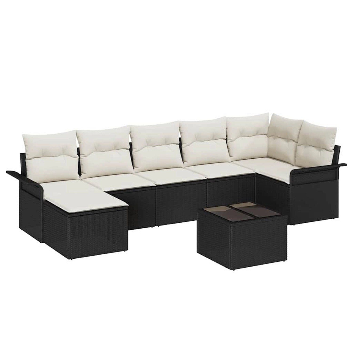 vidaXL Garten-Sofa-Set mit Kissen 8-Tlg Schwarz Poly Rattan 3345457 günstig online kaufen