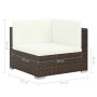 vidaXL Garten Lounge Eckteil, braunes Rattan mit cremeweißen Auflagen, Teil eines modularen Gartenmöbel Sets