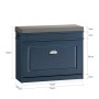 SoBuy Schuhbank schmal, blau, mit Klappe und grauem Sitzkissen. Ideal für Garderobe & Flur. Maße: 75x52x24cm.