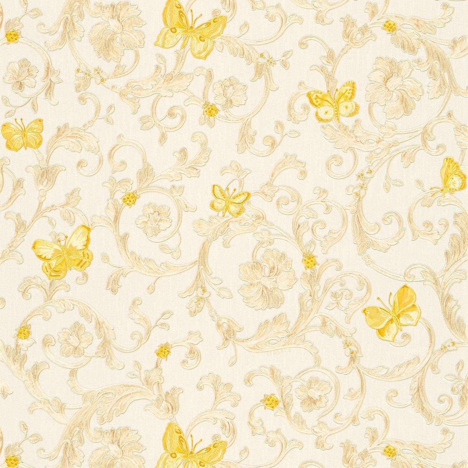 PROFHOME 343251-GU Luxus Tapete Blumen Schimmernd Silber Gelb Creme 7,035 m günstig online kaufen