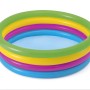 Bestway Planschbecken Swim Squad, Ø 157 cm, mit vier bunten Luftringen (Grün, Gelb, Lila, Blau).