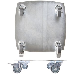 Wagner Pflanzenroller GH 7009, silberner Rolluntersetzer aus Stahl mit vier Rollen, 30x30 cm.