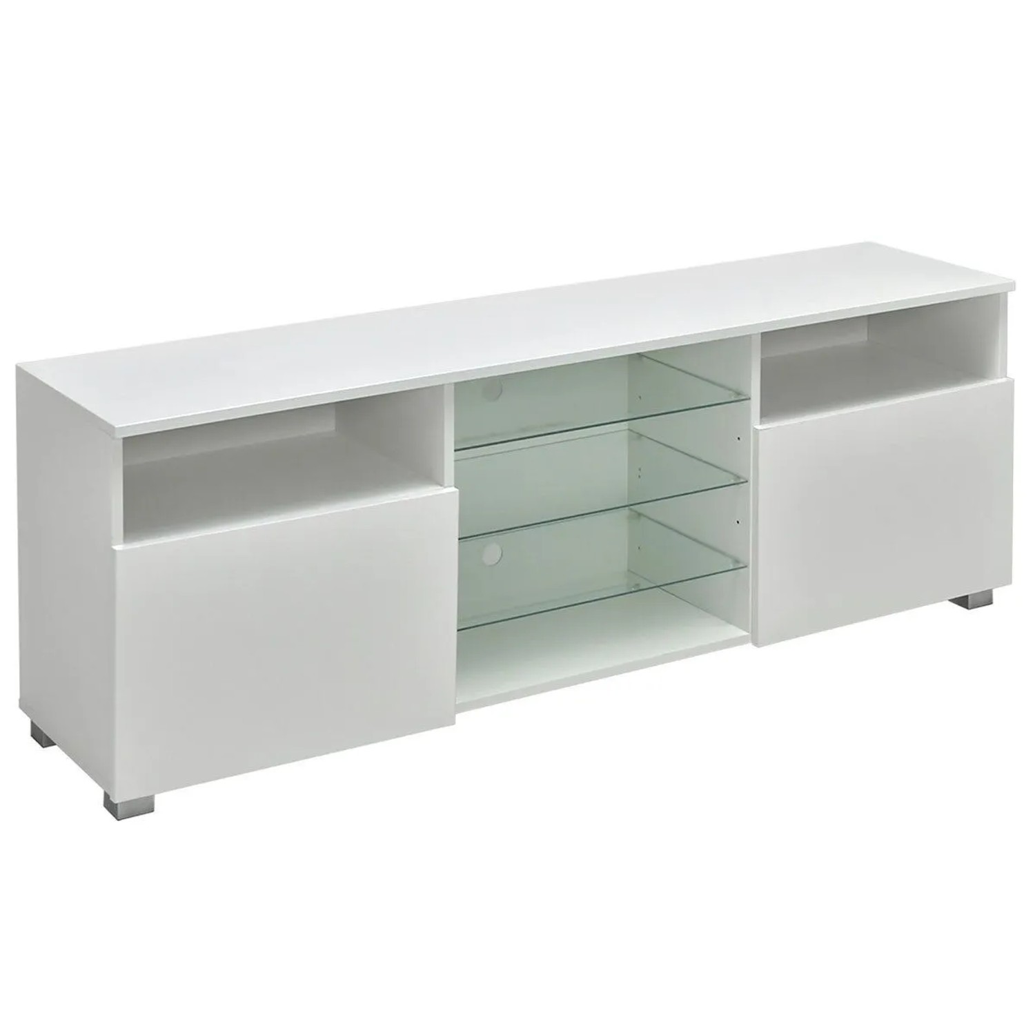 COSTWAY TV Schrank mit LED Beleuchtung & 2 Türen Weiß günstig online kaufen