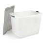 Rotho Stapelbox Compact A3, 70L, transparent/grau mit Rollen. Aufbewahrungsbox für mehr Ordnung.