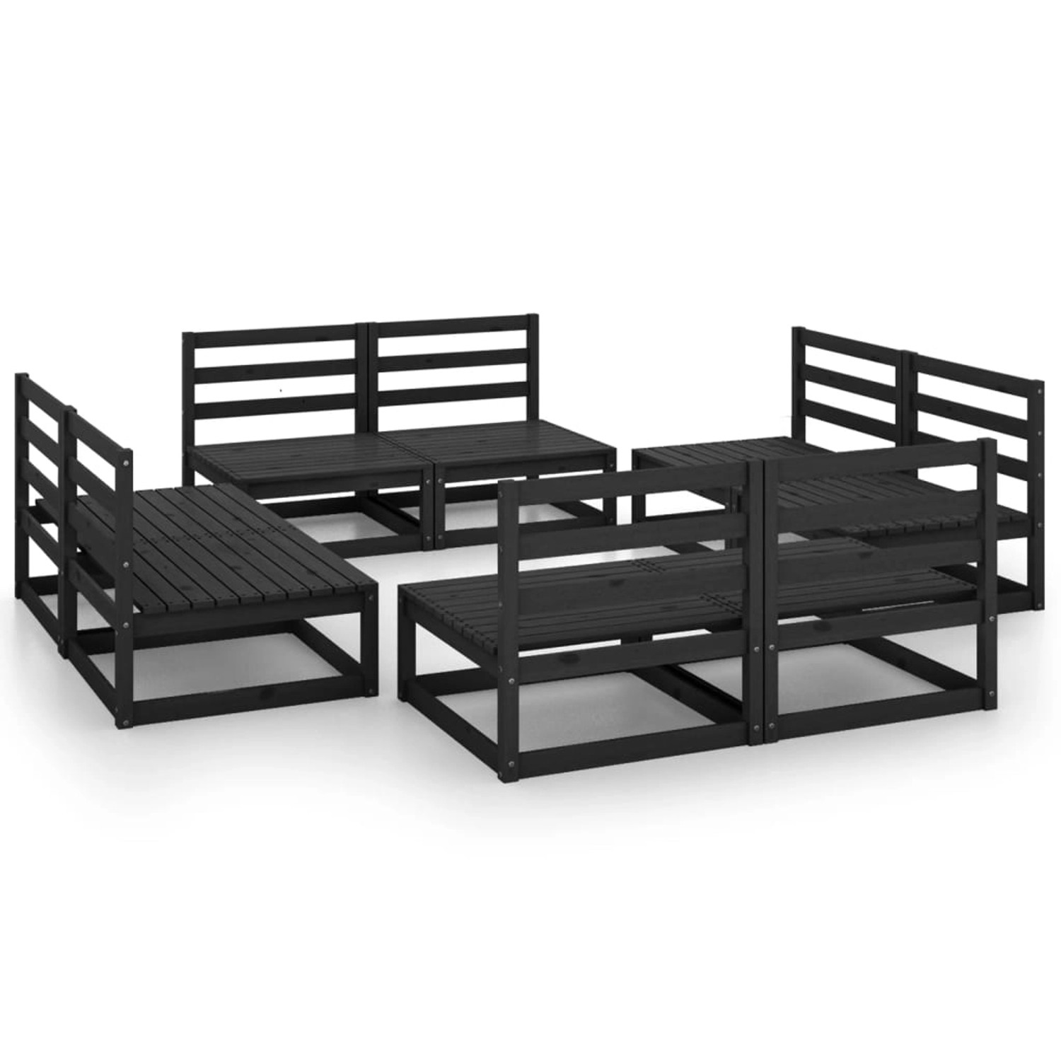 vidaXL 8-tlg Garten-Lounge-Set Schwarz Massivholz Kiefer Modell 99 günstig online kaufen