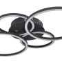 Moderne, schwarze LED-Deckenleuchte Kendy mit verschlungenen Ringen (L 65,5 cm) für Wohnräume.
