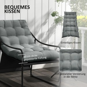 Graues, einteiliges 10 cm dickes Sitzkissen für Outsunny Gartensessel. Gesteppte Polsterung für Komfort im Garten.