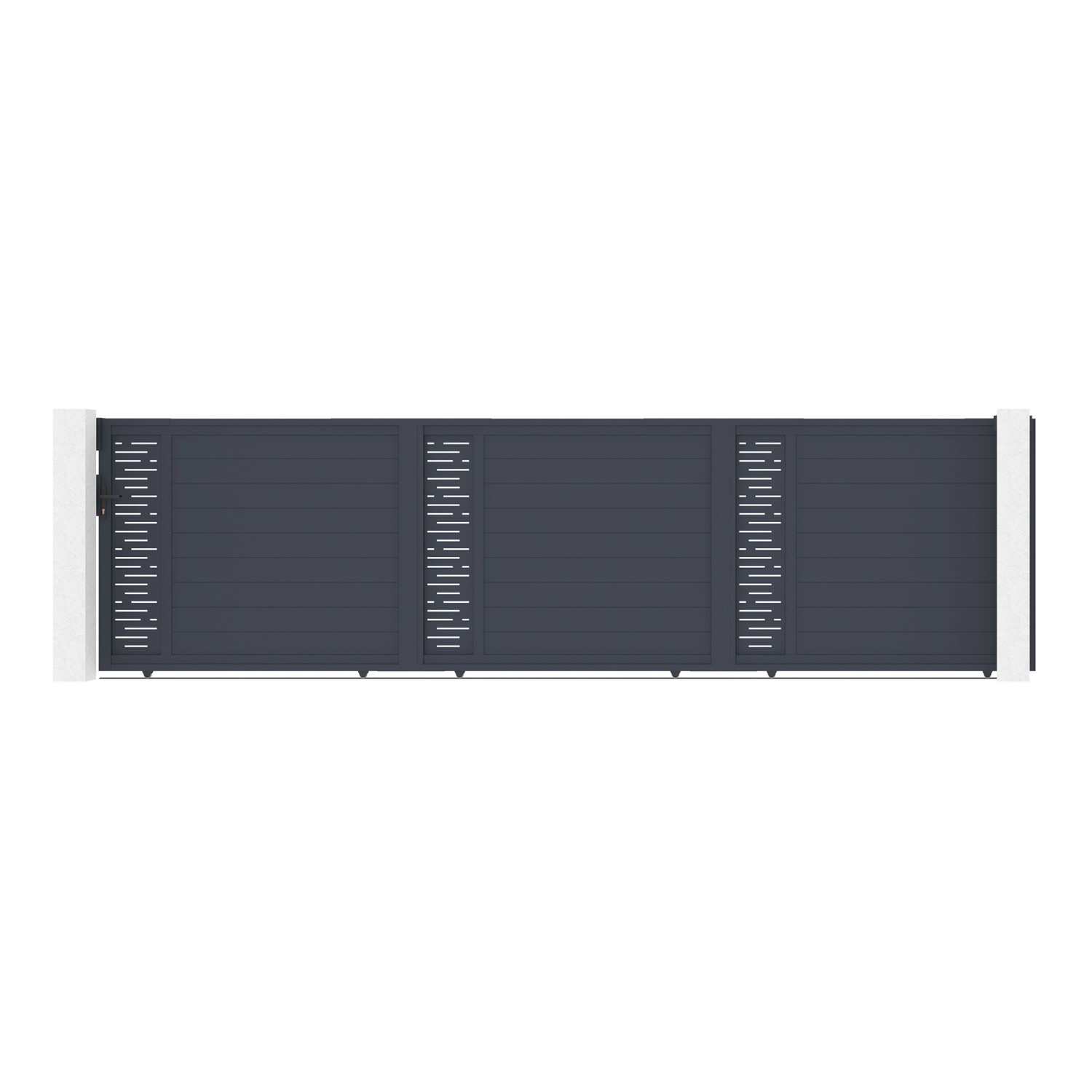 Casanoov Schiebetor Arlberg 600x160cm Aluminium & Tor 100x160cm Grau