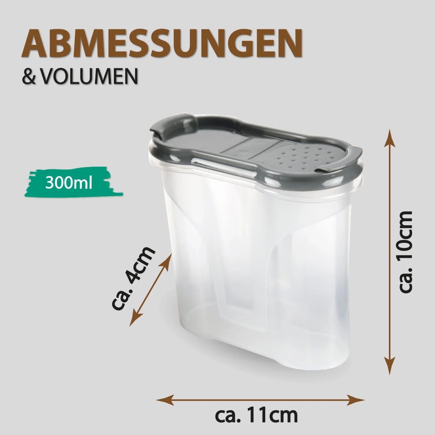 Bestlivings Gewürzdose 300ml, Anthrazit, 8er-Pack. Schüttdose aus Kunststoff für Vorräte und Gewürze.