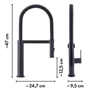 baliv Küchenarmatur KI-1980, Einhebelmischer, Schwarz Matt, mit flexiblem Schlauch und Kaltstart-Funktion.