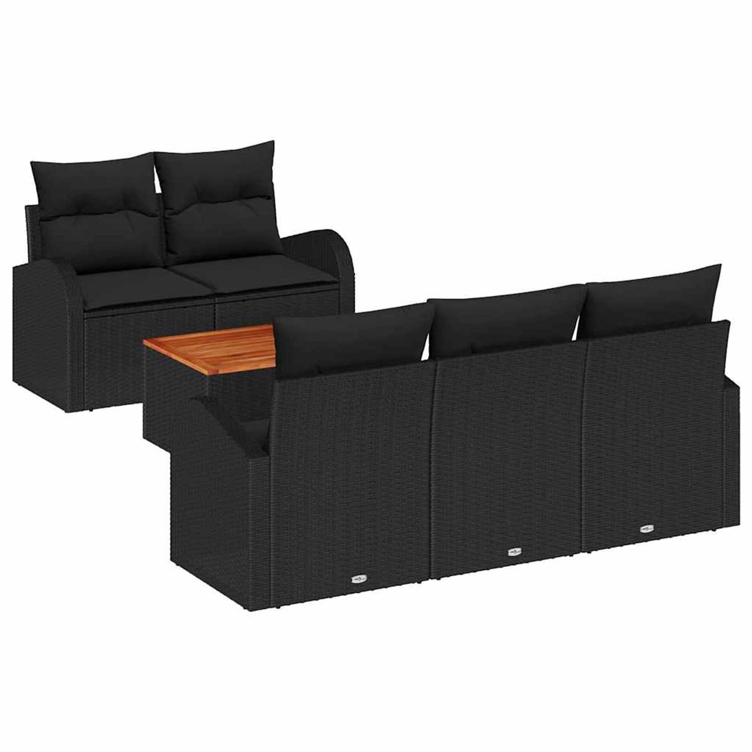 vidaXL Garten-Sofa-Set 6-Tlg Schwarz Poly Rattan 3347520 günstig online kaufen