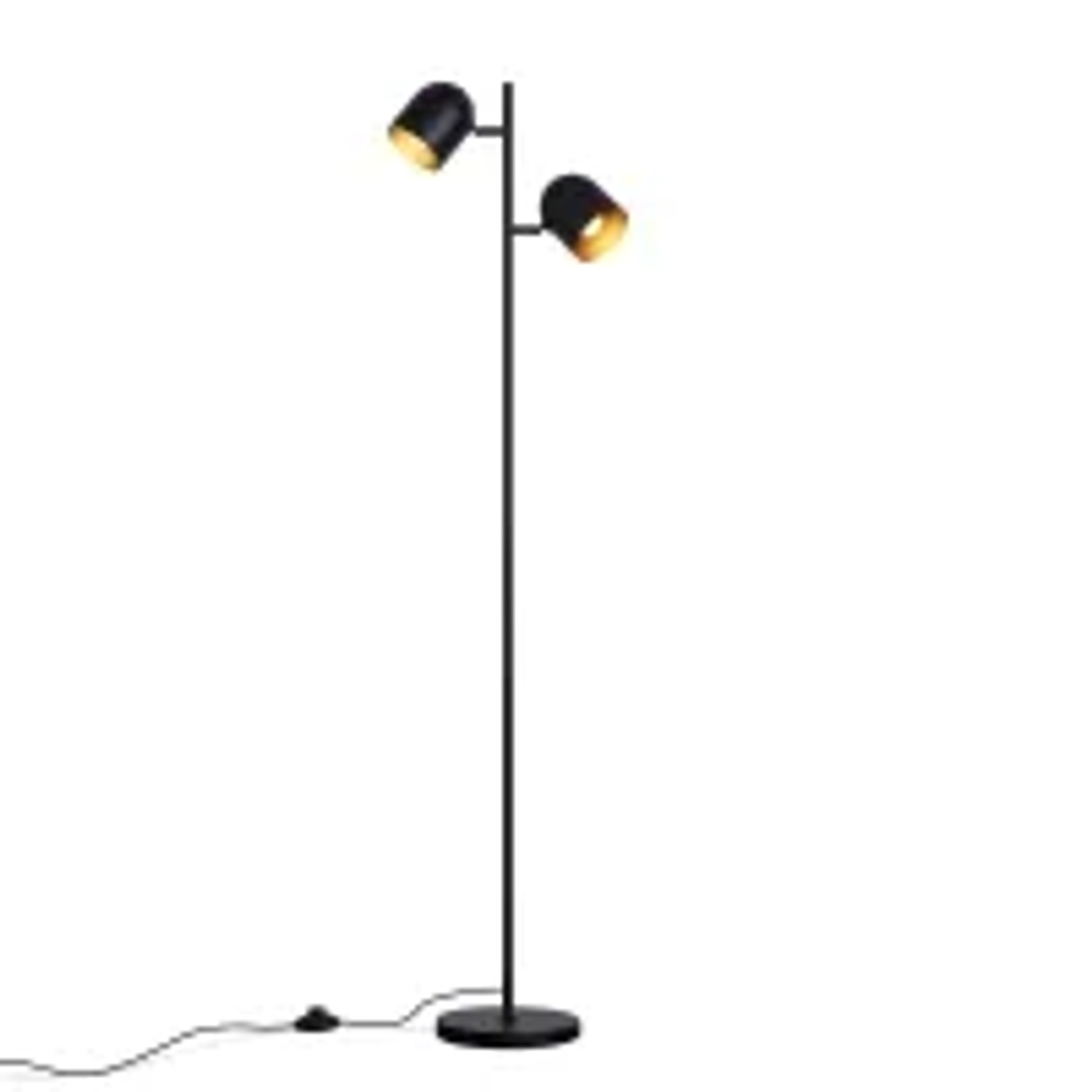 NETTLIFE Stehlampe mit 2 Leuchtmitteln Schwarz-Gold-Metall E14 Retro-Industrie-Stil