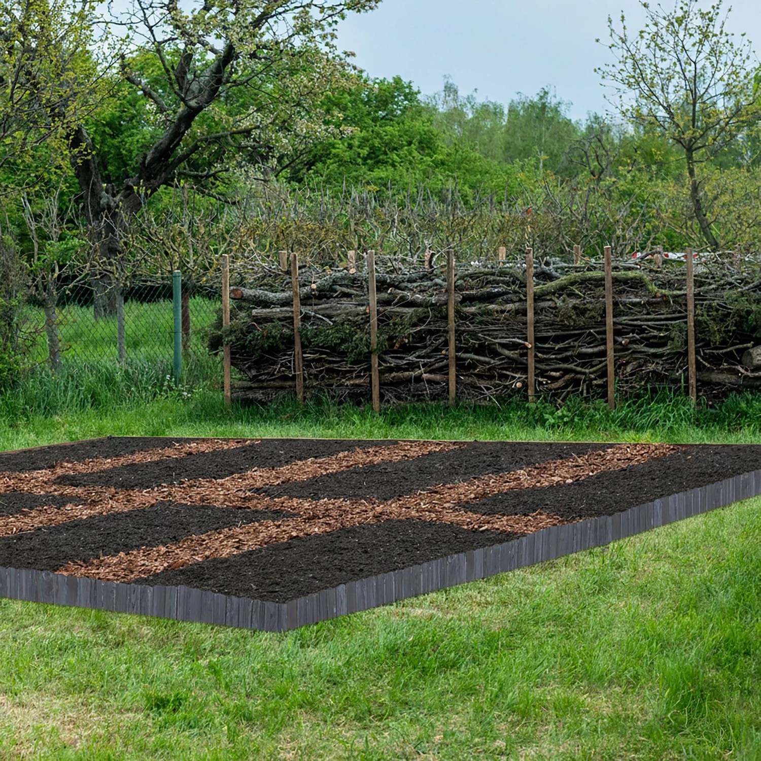 Relaxdays Beeteinfassung Tannenholz Anthrazit Flexibel 200 cm x 25/35/40 cm_2