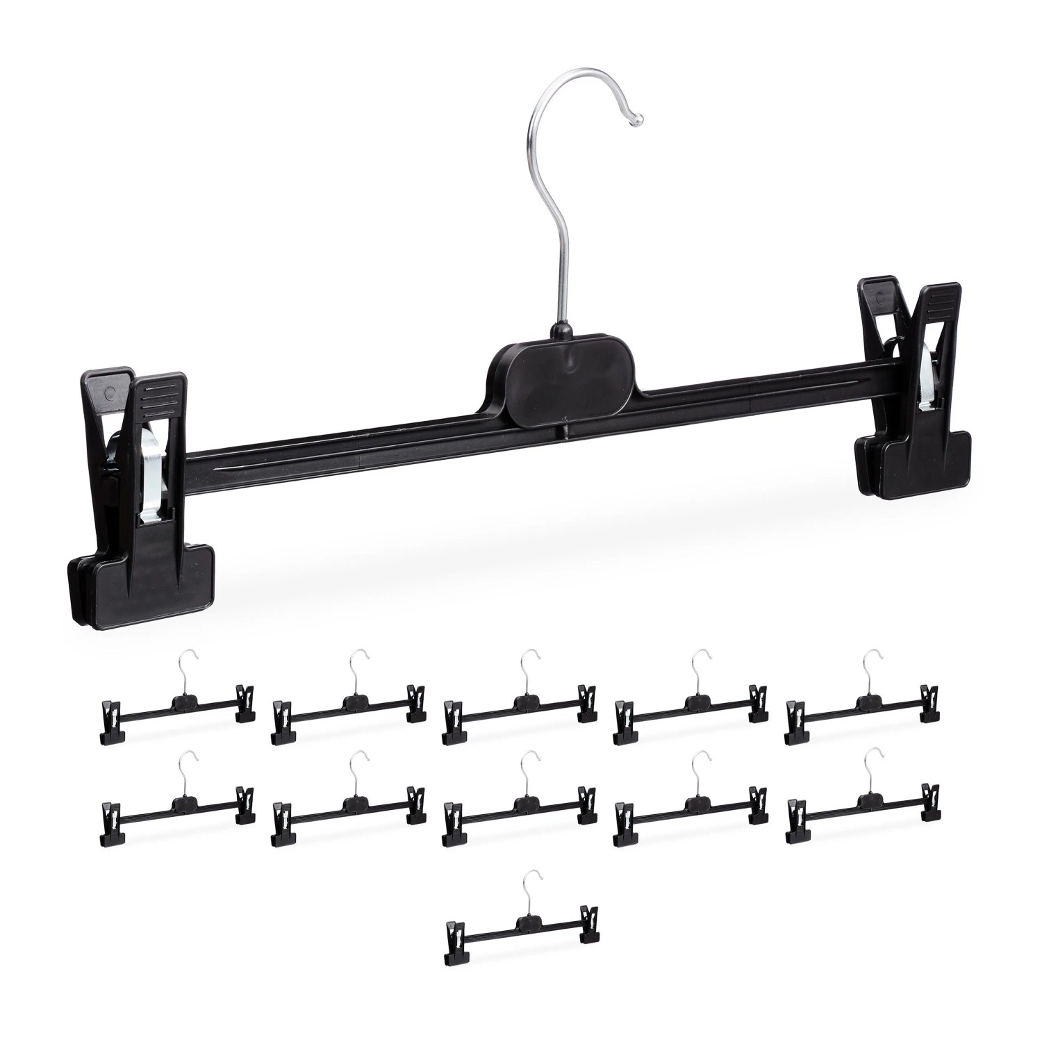 Relaxdays Hosenbügel 12er Set Kunststoff Schwarz Drehbar 15 x 35,5 x 2,5 cm