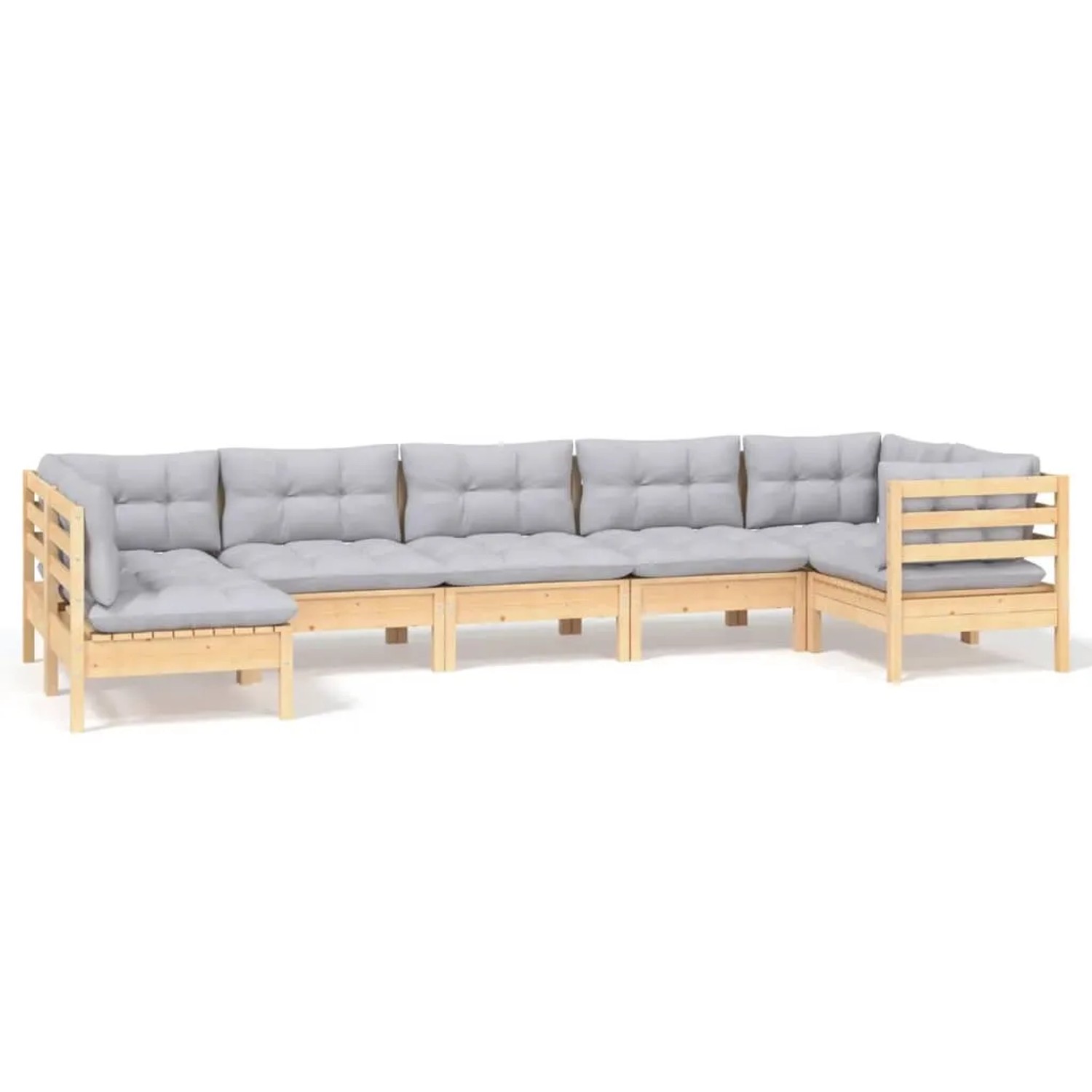 vidaXL 7-Tlg Garten-Lounge-Set mit Grauen Kissen Kiefernholz 3096429 günstig online kaufen