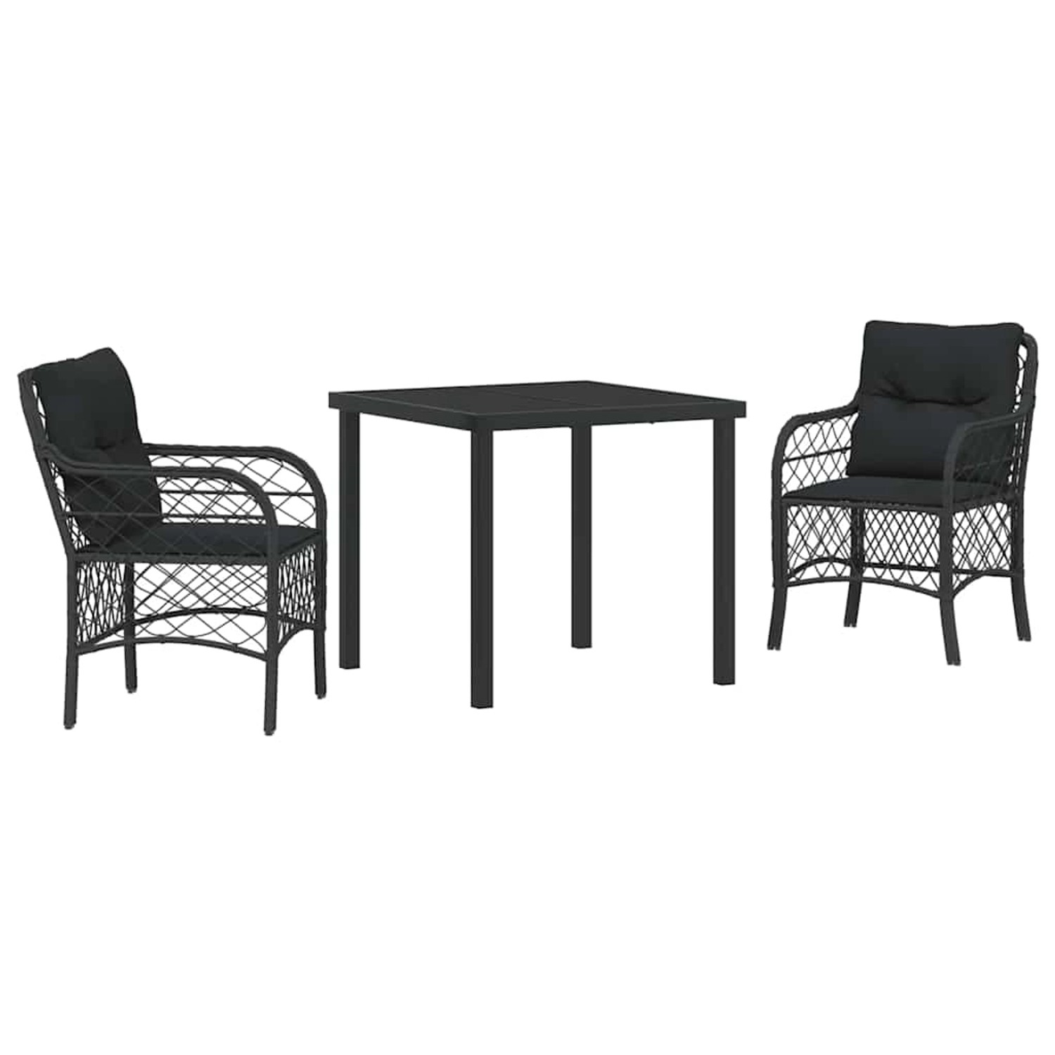vidaXL Garten Essgruppe mit Kissen 3-Tlg Schwarz Poly Rattan 3380204 günstig online kaufen
