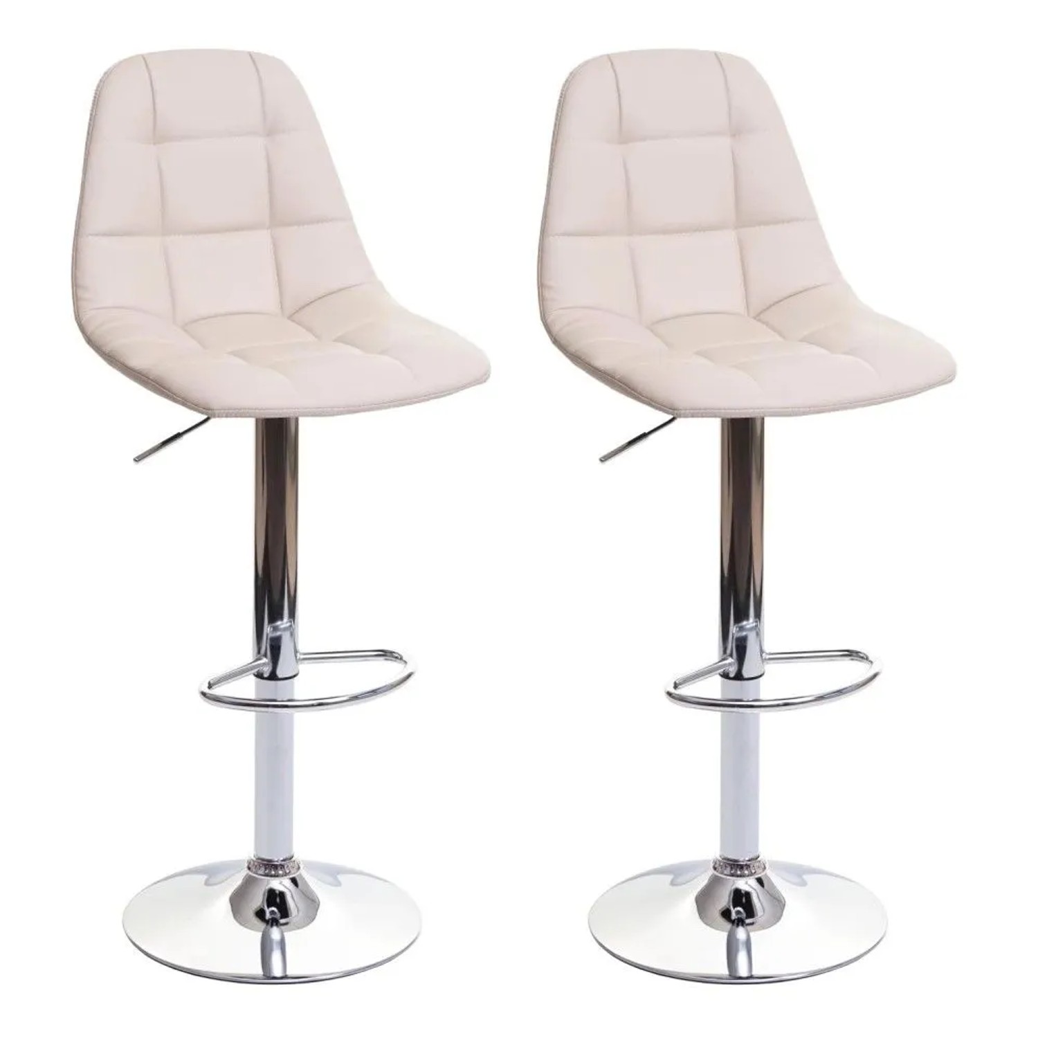 MCW Barhocker A67 2er-Set Creme-Beige Kunstleder