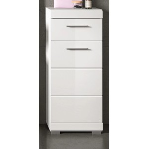 Inn.Furn Badezimmer Kommode in Weiß Hochglanz 37 x 88 cm Shawn