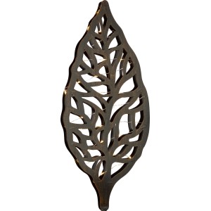 Solar Dekospieß Blatt in Antikbronze mit warmweißen LEDs für Garten und Weg.