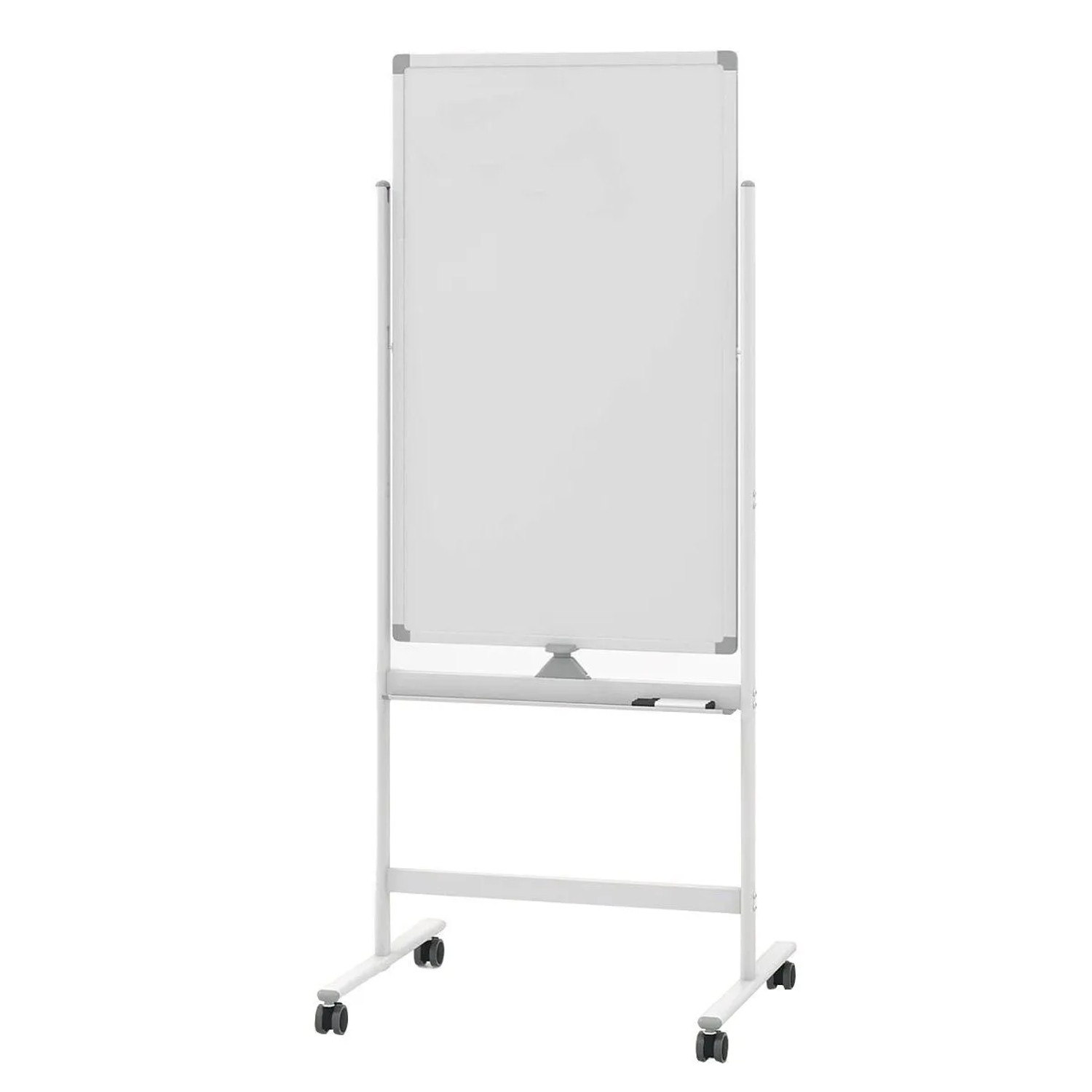 Costway Doppelseitiges Mobiles Whiteboard mit Rollen Weiß 60 x 100 cm